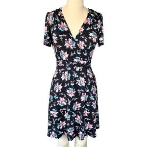 Billie & Blossom Short Sleeve Black Floral Dress Goth Dark Fairy Academia Boho